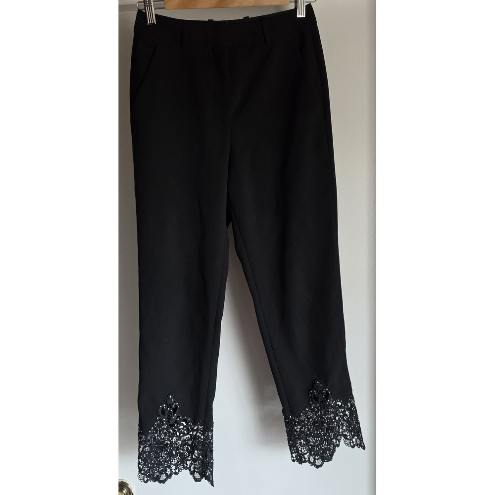 The Kooples Women Dress Pants Size 34 Black Lace Hem Trousers Slacks
